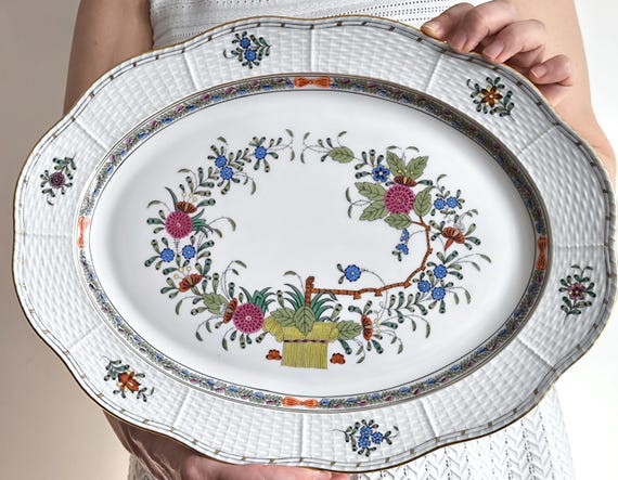 Herend Porcelain Tray - Herend Hungary Indian Basket Fine China