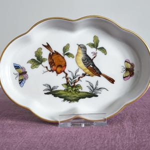 Herend Rothschild Bird Handpainted Dish, Herend Hungary Fine China