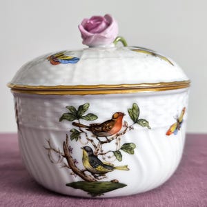 Herend Sugar Bowl, Herend Hongarije Rothschild Bird suikerpot fijn porselein porselein, dekseldoos fijnporselein geschenken- HEREND porselein 1662/RO