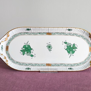 Herend Porcelain Tray - Herend Hungary Apponyi Green Fine China Porcelain, Herend Serving Bowl porcelain gift