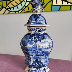 18th Century Delft Blue Vase by De Lampetkan LPK – Authentic Hand-Painted Dutch Pottery, Blue & White Collectible Delftware