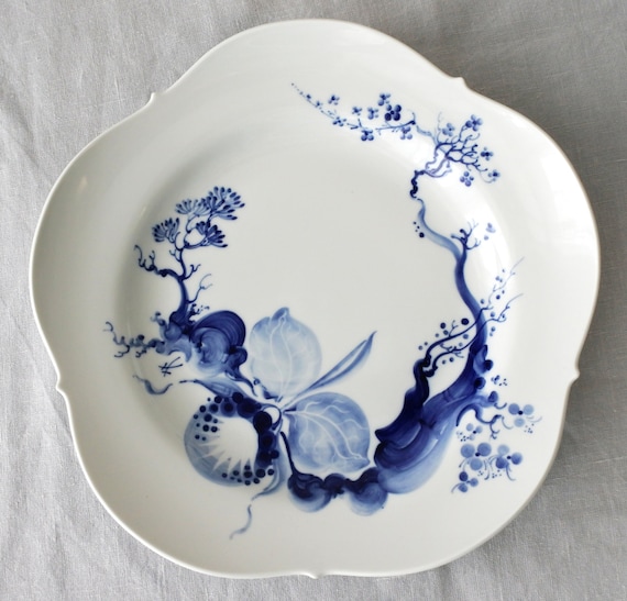 Meissen Blue Crossed Swords Plate Blue Orchid Motive Hand Painted