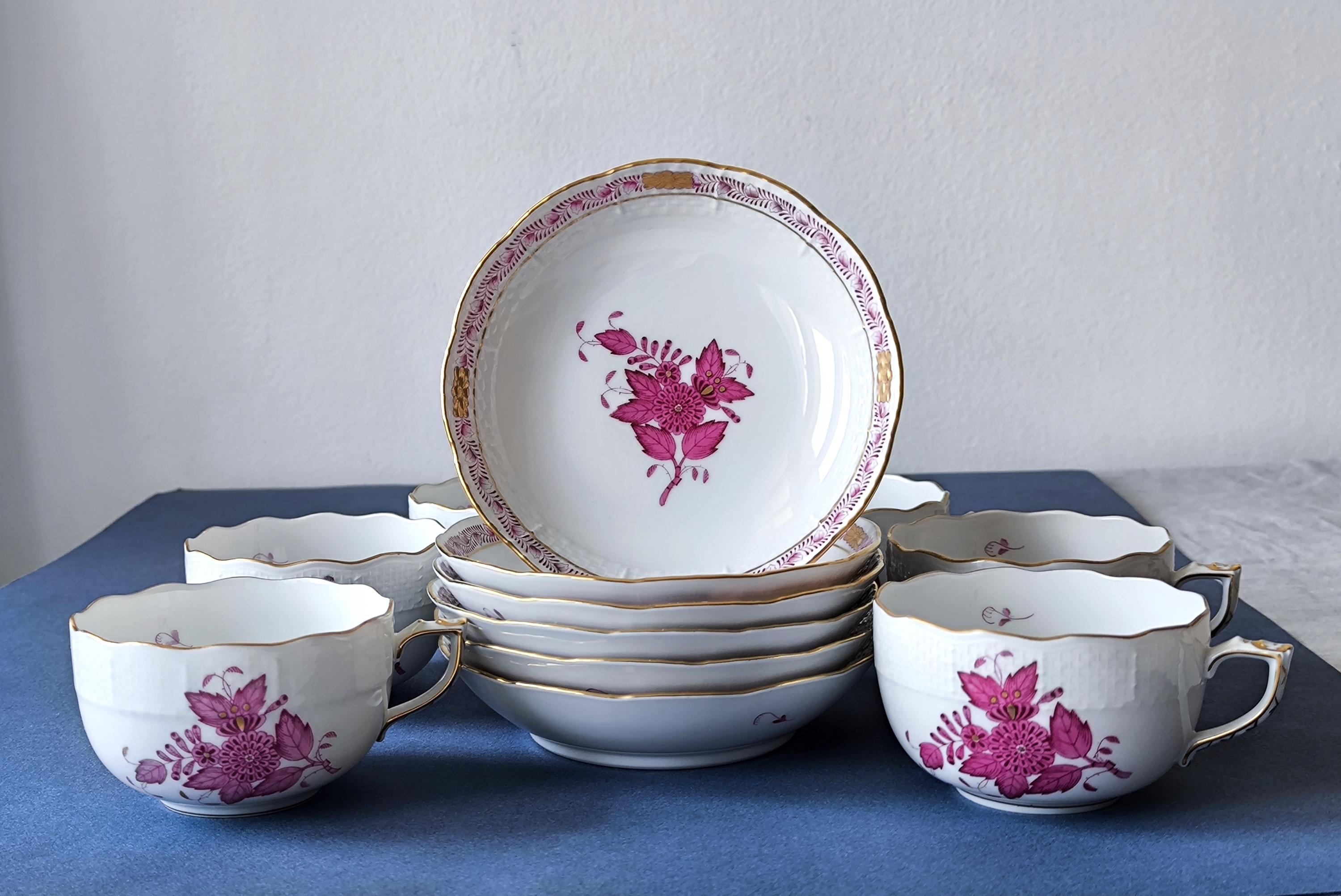 食器セット　HANDPAINTED Herend 1x Herend Coffee Cup & Saucer Set, Herend Hungary Porcelain