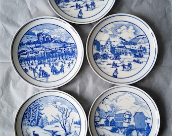 5 Christmas Plates Hutschenreuther Exclusiv für Niederthaler Hof, Germany porcelain Christmas plates gift ideas, 20 cm - Weihnachtsteller