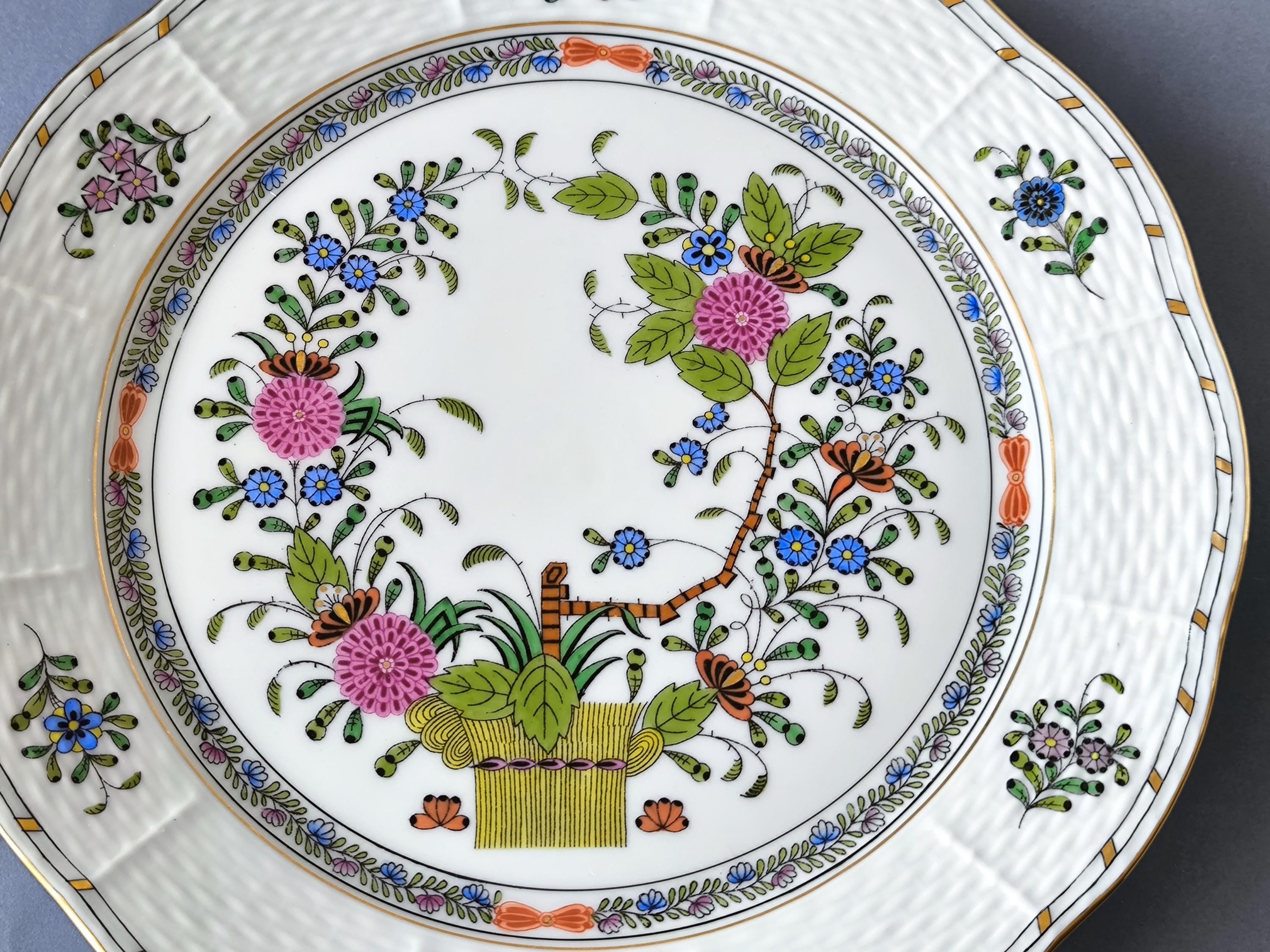 1 X Herend Indian Basket Multicolor Dinner Plate 25cm Handpainted