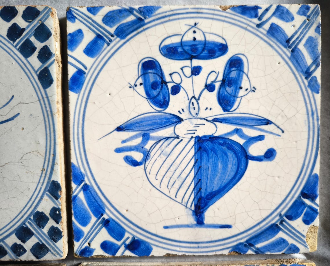 Antique 18th Century Delft Tile - Blue and White Tiles - Dutch Pottery ...