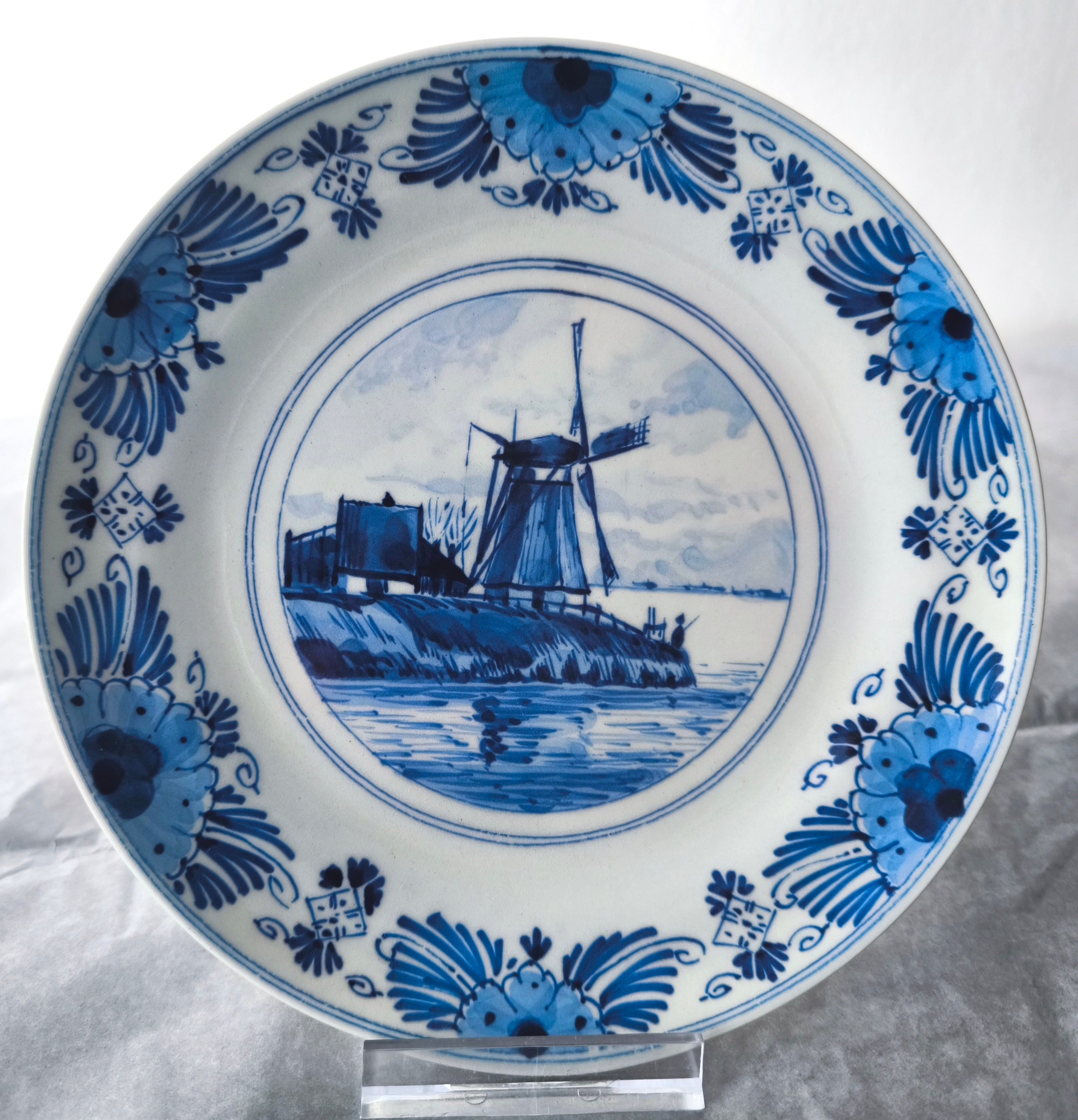 Delft 青と白の陶器皿 1957-1960 Royal Delft Blue Handpainted Plate 1957 - Collectible Delftware