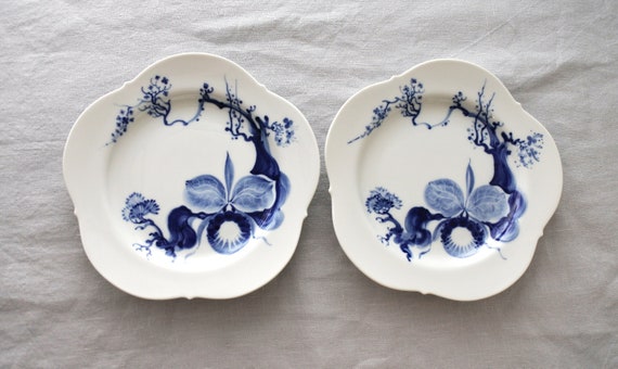 Meissen Blue Crossed Swords Plate Blue Orchid Motive Hand Painted