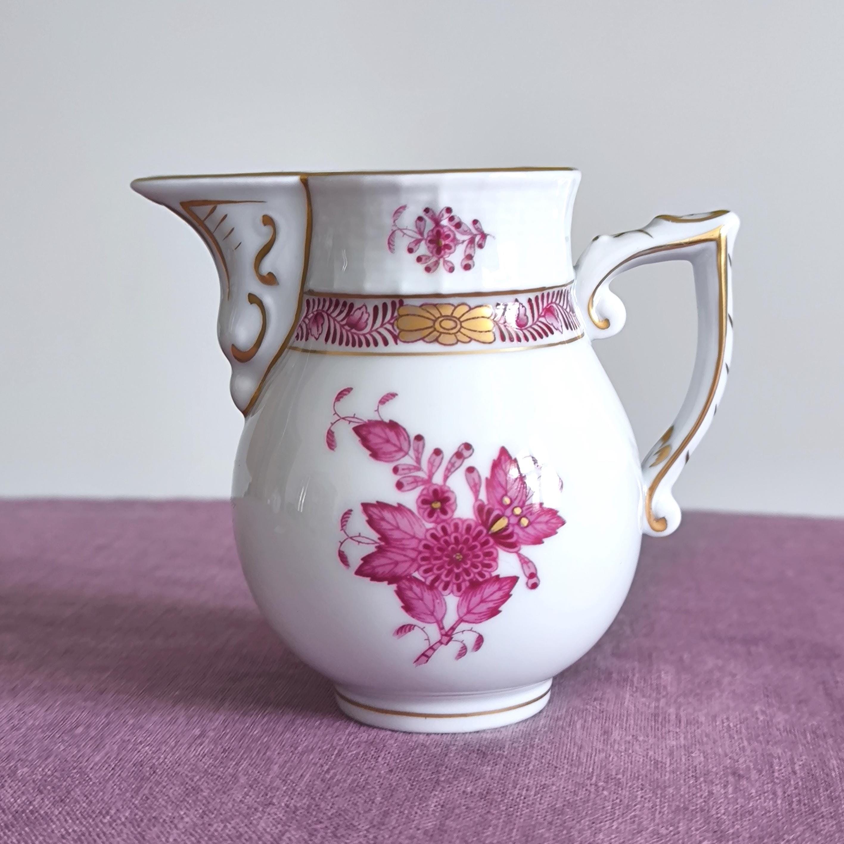 Herend Creamer Chinese Bouquet Raspberry 635 Apponyi Pink- Vintage