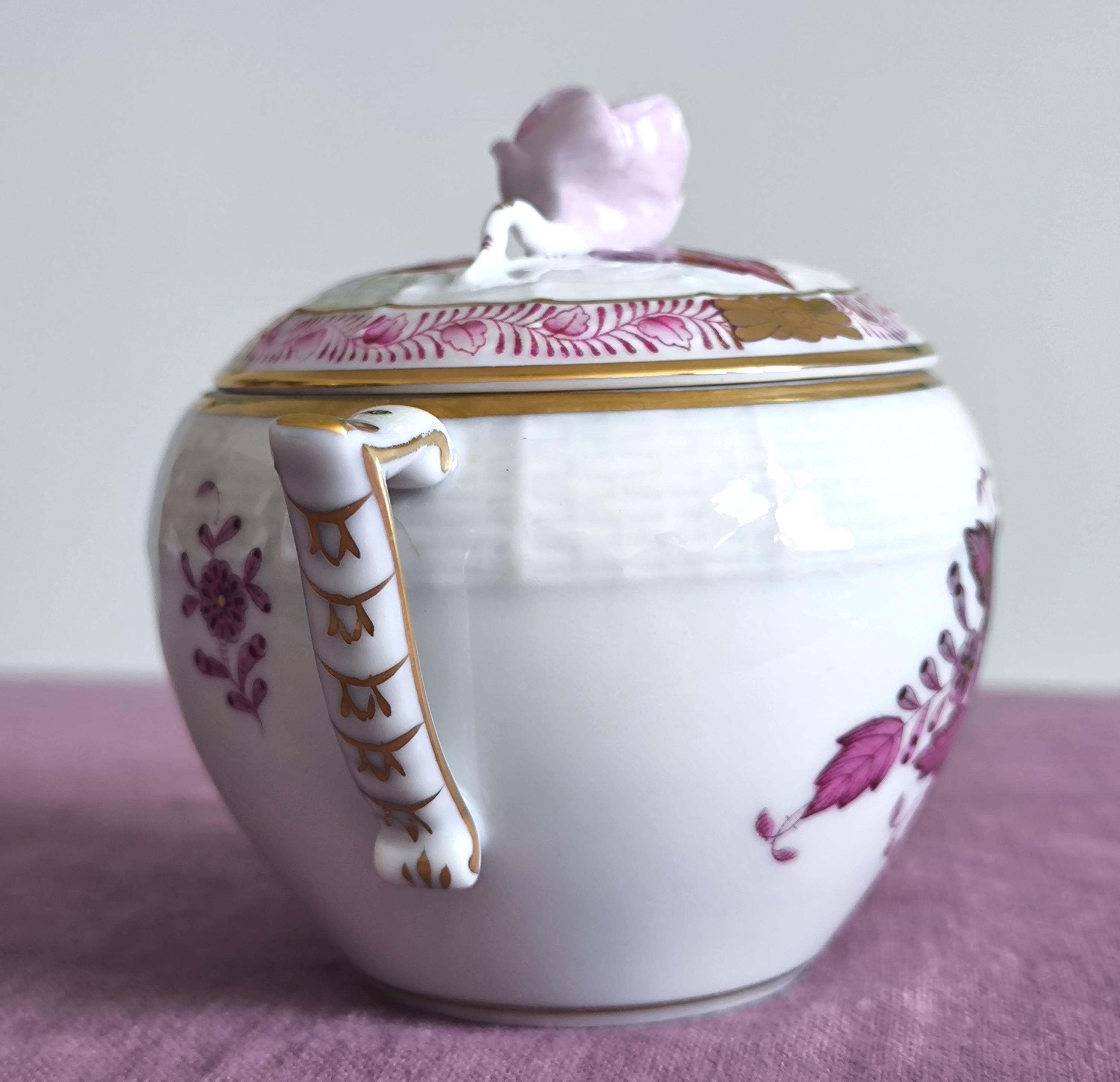 Herend Sugar Bowl, Herend Hungary Fine China Porcelain Apponyi