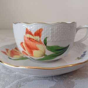 ヘレンド コーヒーカップ＆ソーサー 花モチーフ 手描き磁器、ヘレンド ハンガリー ファインチャイナ 磁器、ティーカップ＆コーヒー