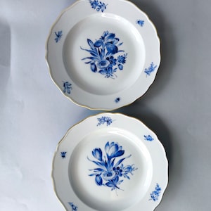 Set 2 x BIG Meissen Plates First Choice Blue Crossed Swords Flowers Motive Hand Painted porcelain Meissen luxury Porcelain gift meissen