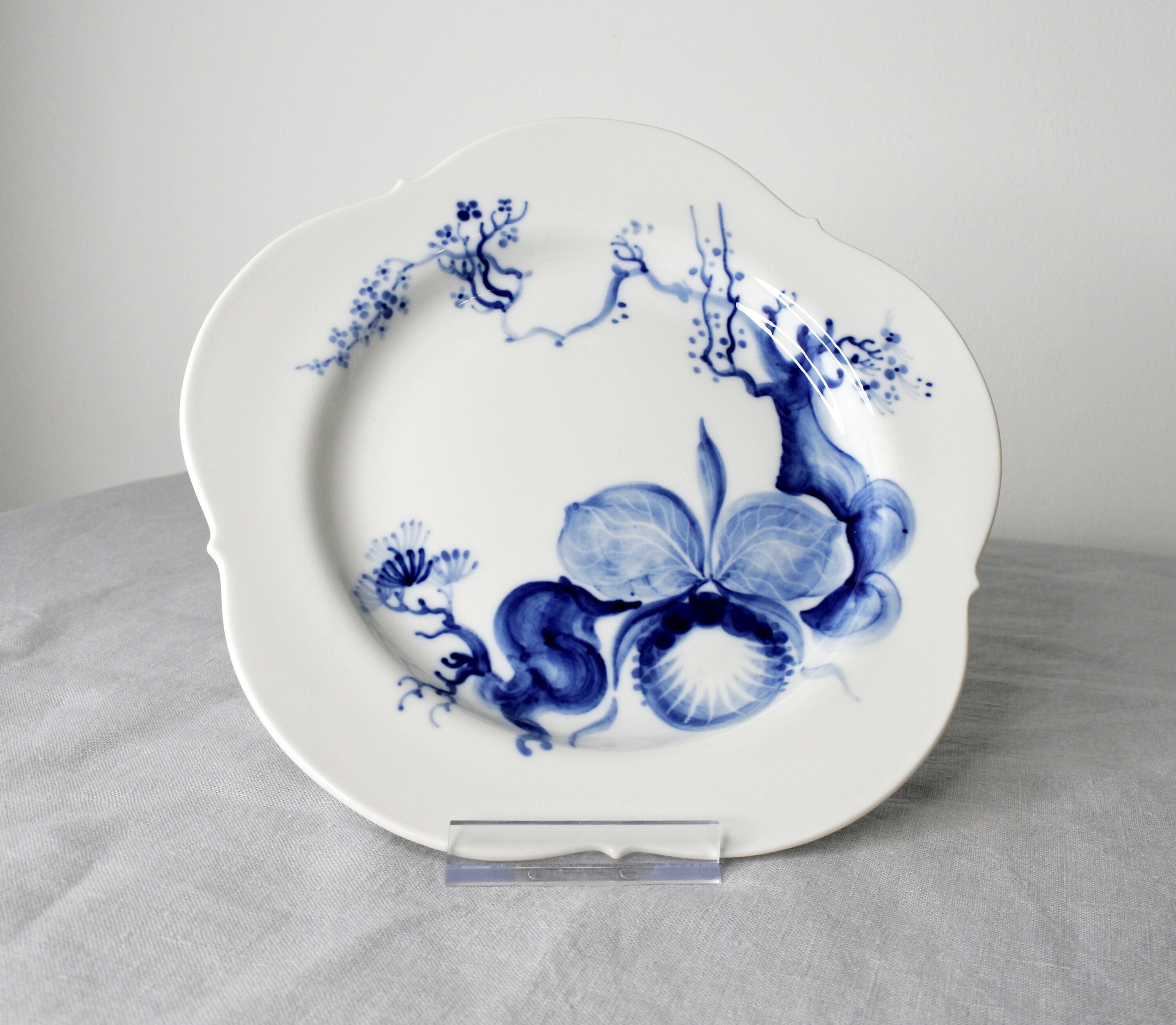 マイセン ブルー クロス ソード プレート ブルー オーキッド モチーフ