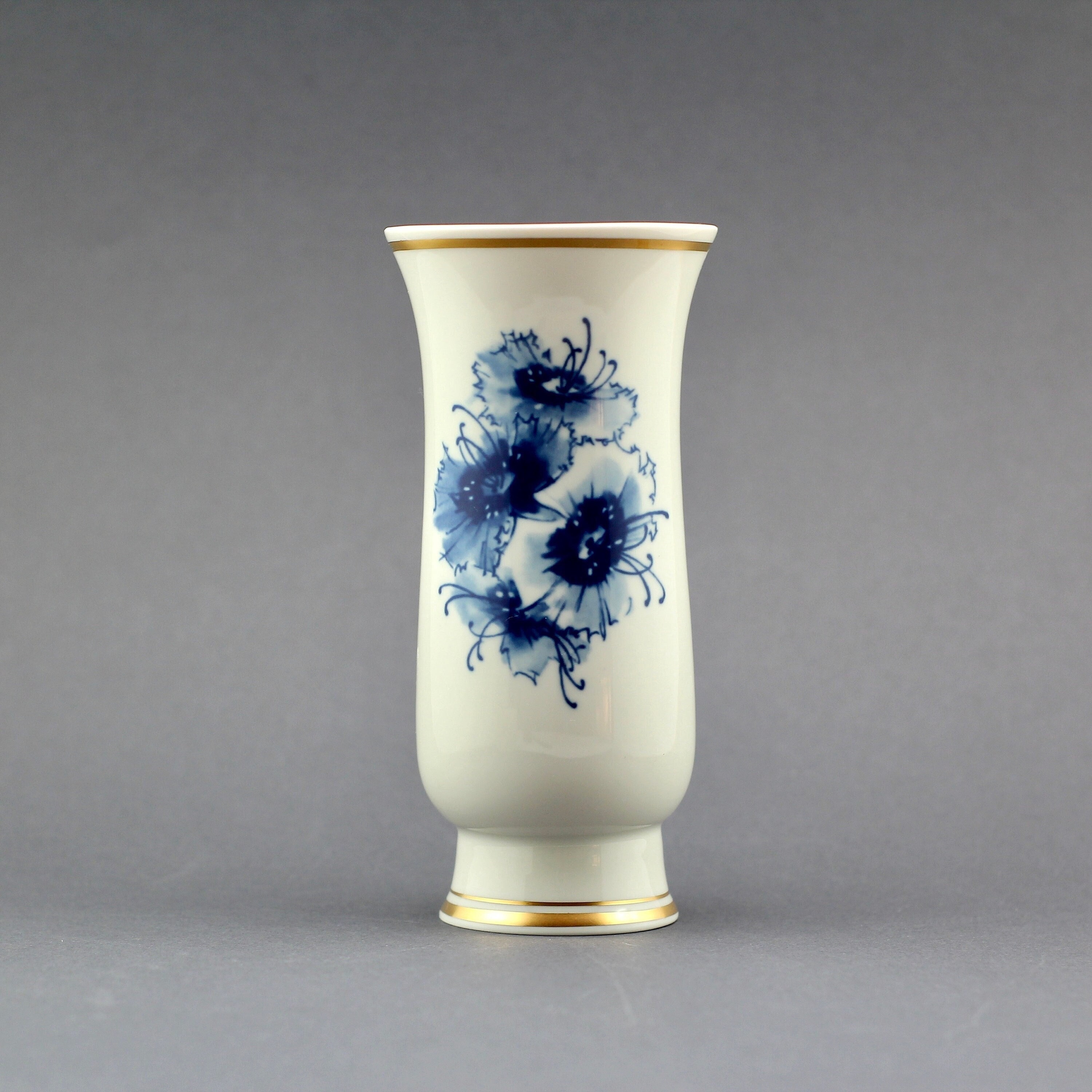 Meissen Vase Blue Crossed Swords Vase Flowers Motive Hand Painted