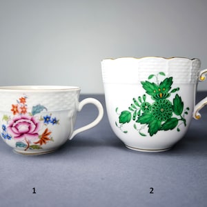 Set 5 Tasses Et Soucoupes Herend Hongrie - Porcelaine Chinoise Bouquet Rouille, Occasion