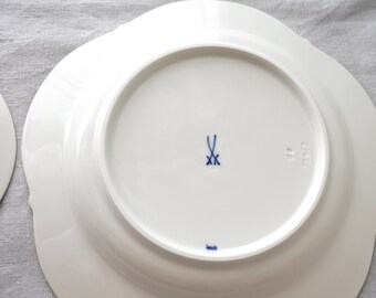Meissen Blue Crossed Swords Plate Blue Orchid Motive Hand Painted