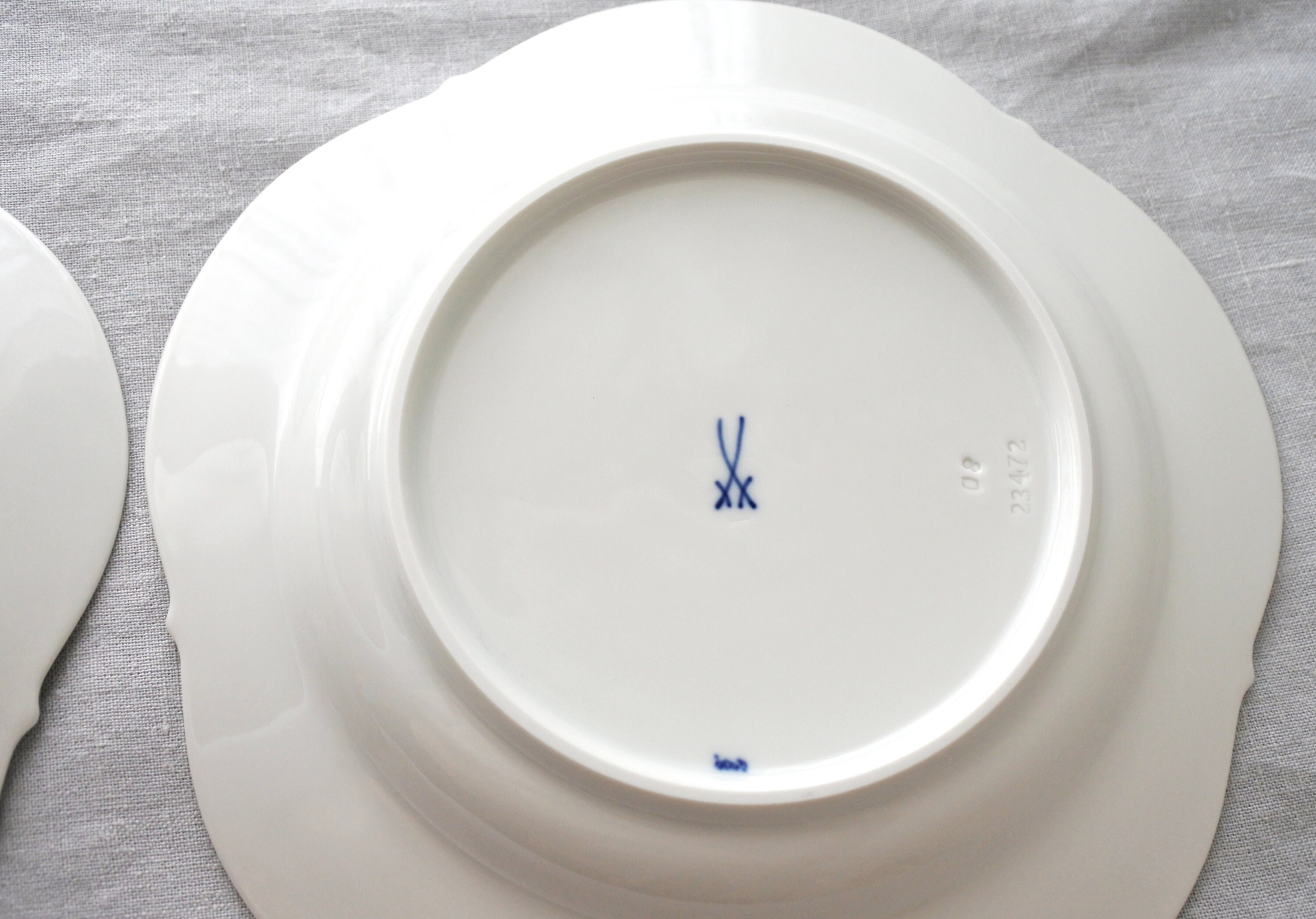 Meissen Blue Crossed Swords Plate Blue Orchid Motive Hand Painted