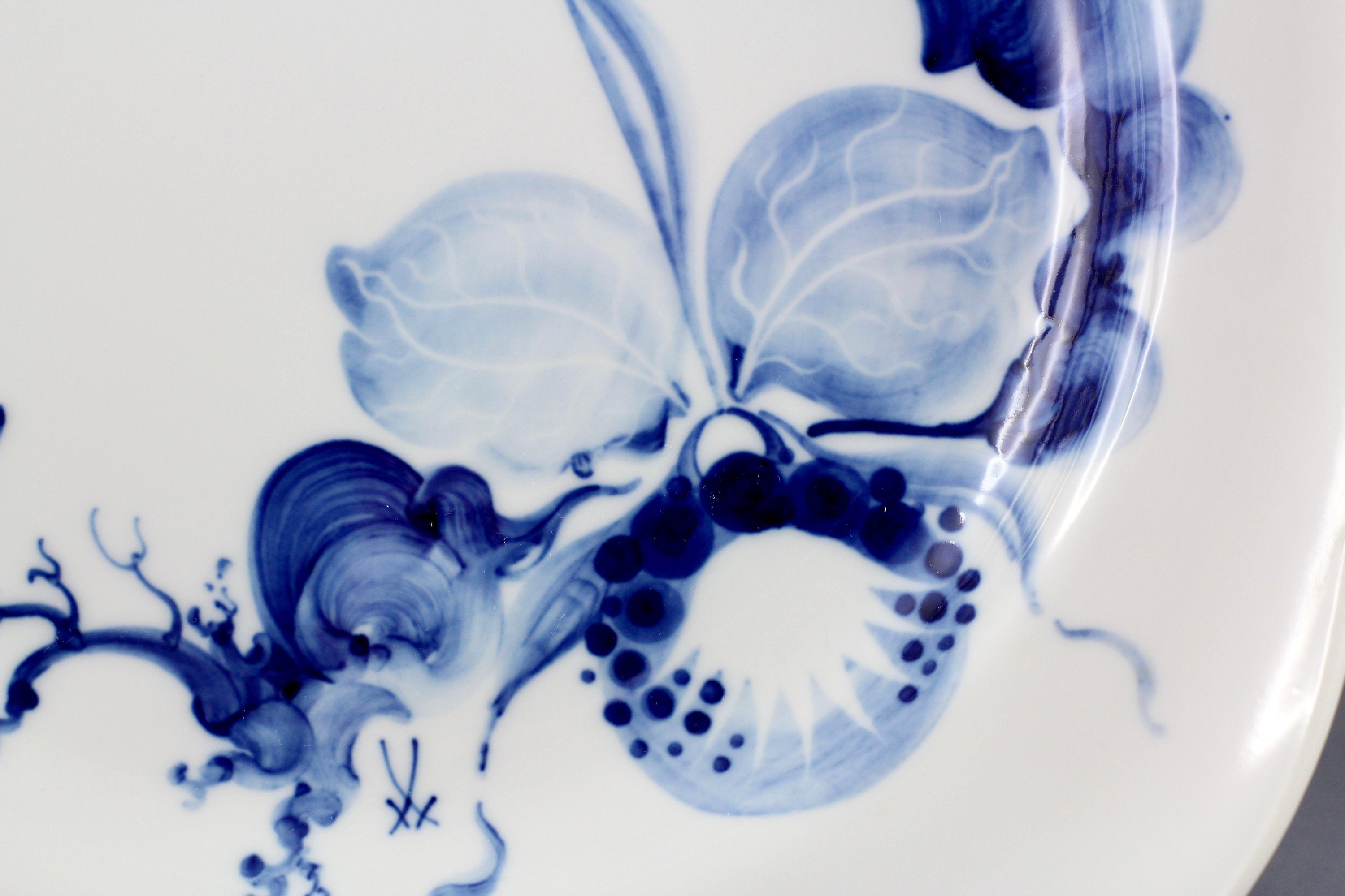 Meissen 磁器皿 青い花模様 約24cm x 13cm