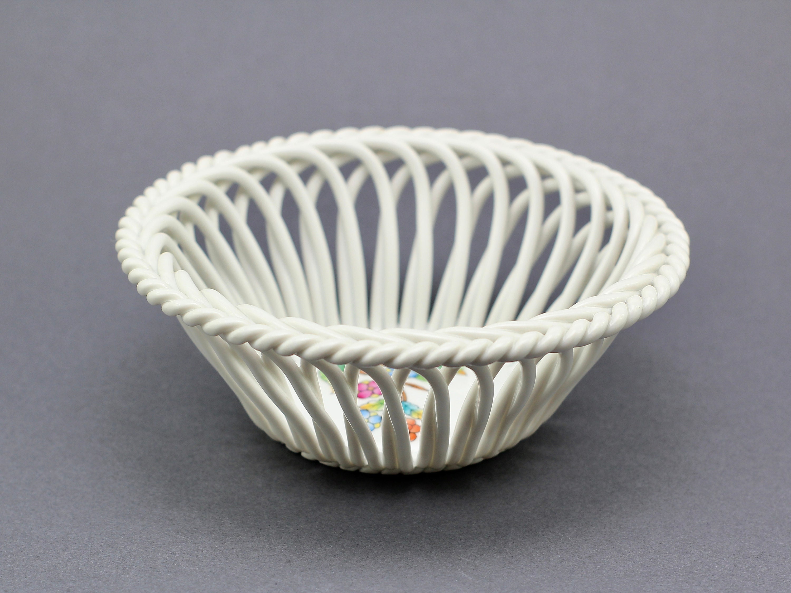 Herend Handpainted Queen Victoria Open Weave Bowl, Herend Hungary