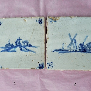 Antique 17th Century Delft Tile - Blue and White tiles - Dutch Pottery - Holland Blueware Ceramic Tile - Handmade tile