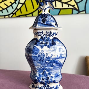 18th Century Delft Blue Vase by De Lampetkan LPK – Authentic Hand-Painted Dutch Pottery, Blue & White Collectible Delftware