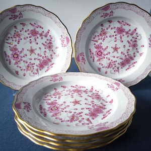 6 pcs Meissen Plates Raspberry Indian Rich - Hand Painted German porcelain Meissen Blue Crossed Swords Luxury Collectible Gift