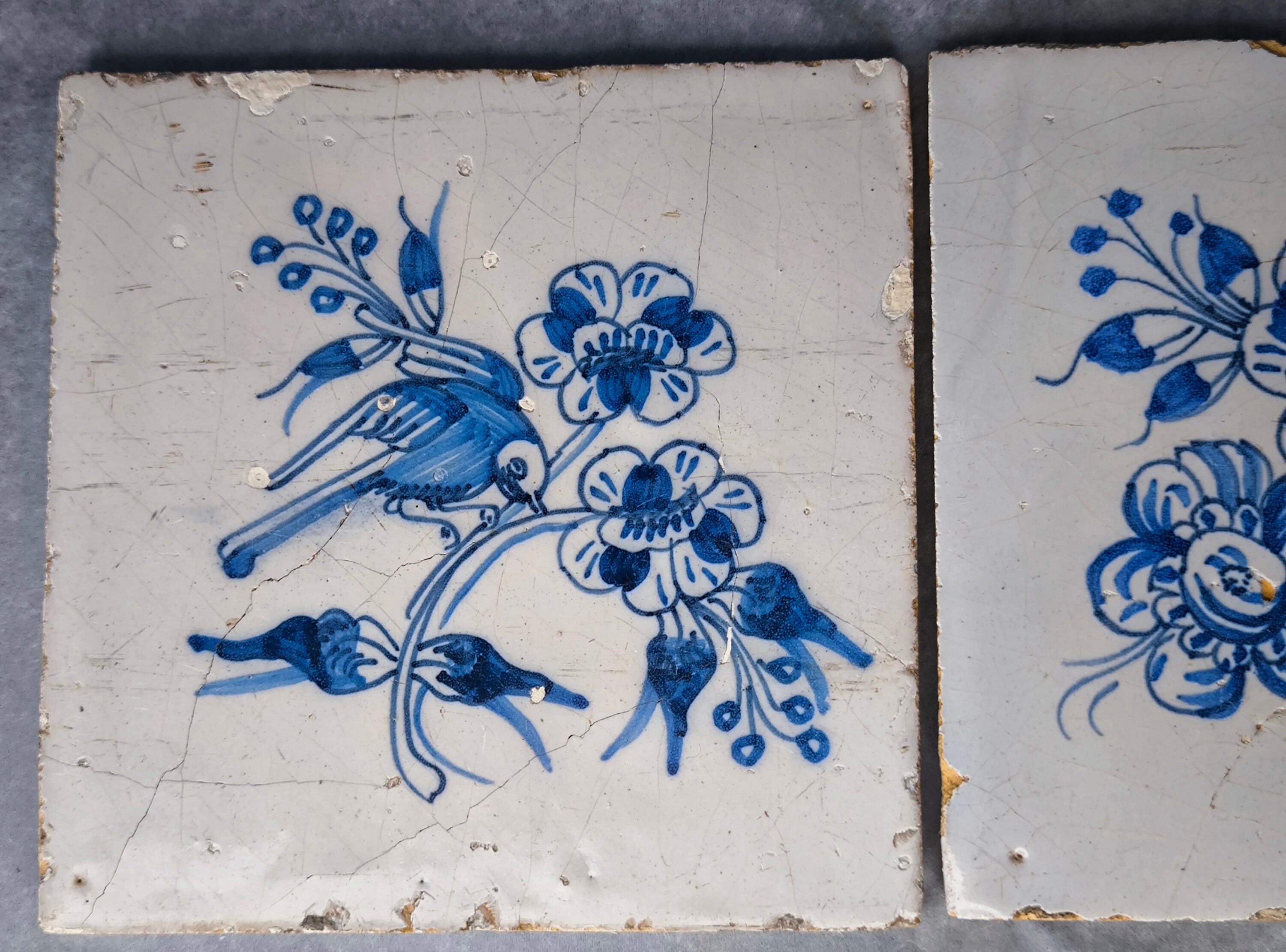 2 Antique 18th Century Delft Tiles - Blue and White Tiles - Dutch ...