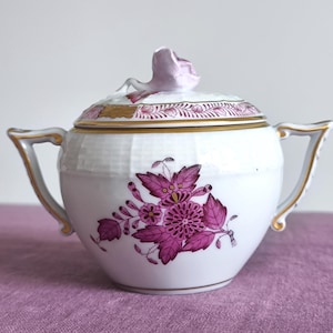 Herend Sugar Bowl, Herend Hongarije Fine China Porselein Apponyi roze, dekseldoos fijnporselein geschenken - HEREND-porselein