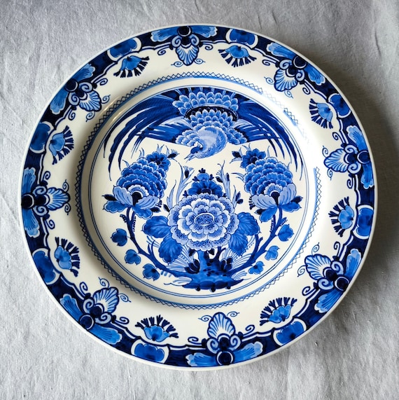 Big Royal Delft Blue Handpainted Plate 1975 - Collectible