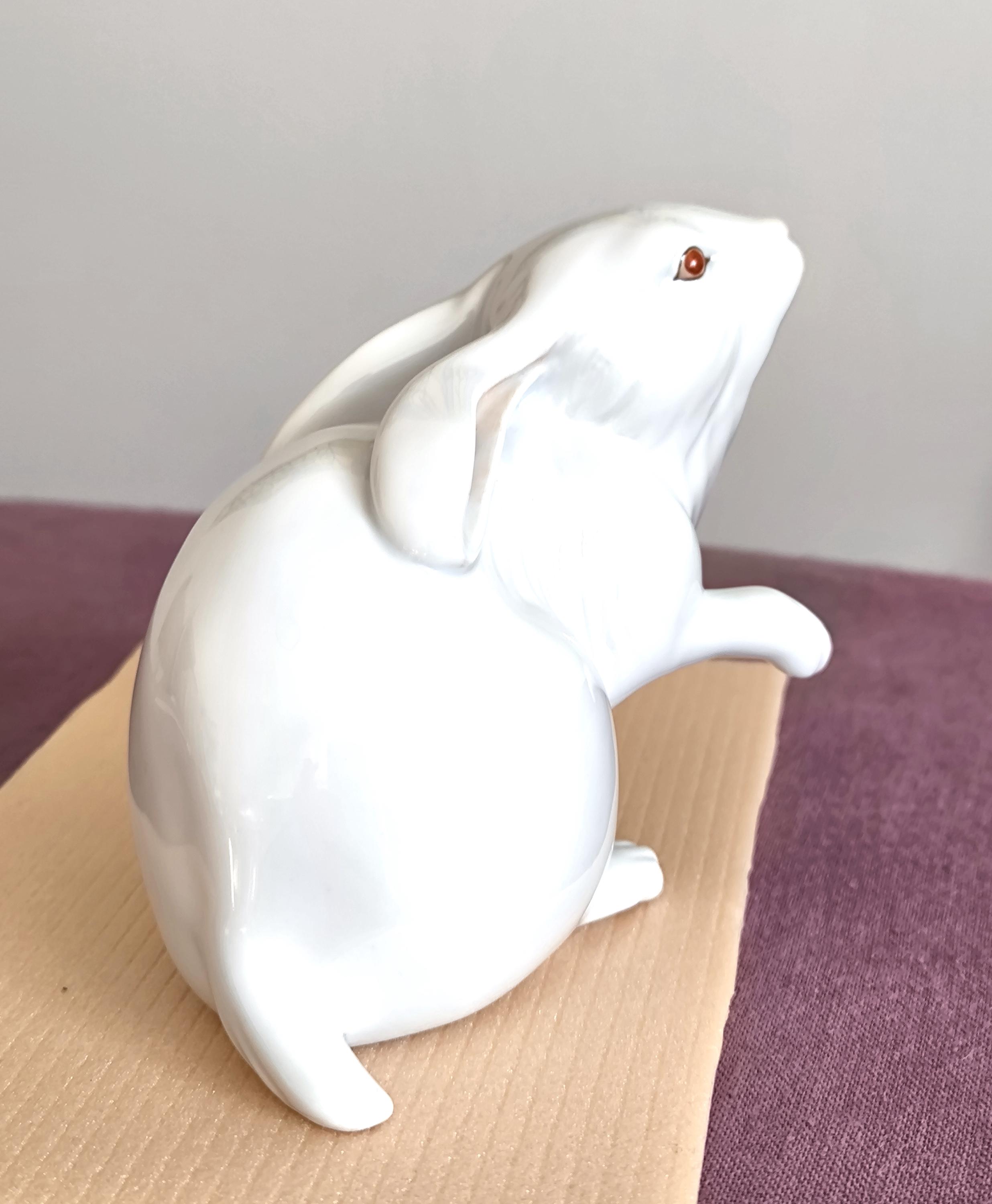Herend Rabbit Figurine, Herend Hungary Fine China Porcelain Animal