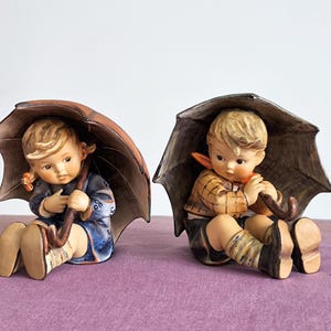 Goebel Hummel Umbrella Girl or Boy Figurines - Children Figurines 152/0 A or 152/0 B Germany Collectible Porcelain figurines gift