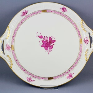 Herend Porcelain Cake Plate Handpainted Raspberry APPONYI PURPLE plate, Herend Hungary Apponyi Fine China Porcelain, herend  porcelain gift