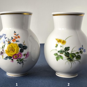 Meissen porcelain bud vase, Meissen flower vase hand painted German porcelain, crossed swords mark, Dresden décor flowers Meissen gift idea