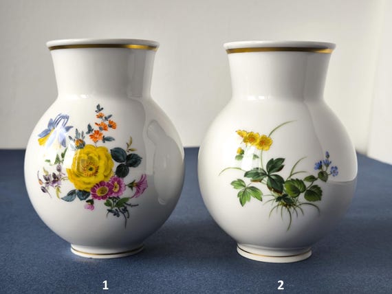 Meissen Porcelain Bud Vase, Meissen Flower Vase Hand Painted German Porcelain, Crossed Swords Mark, Dresden Décor Flowers Meissen Gift Idea