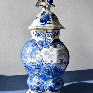 18th Century Delft Blue Vase by De Lampetkan LPK – Authentic Hand-Painted Dutch Pottery, Blue & White Collectible Delftware