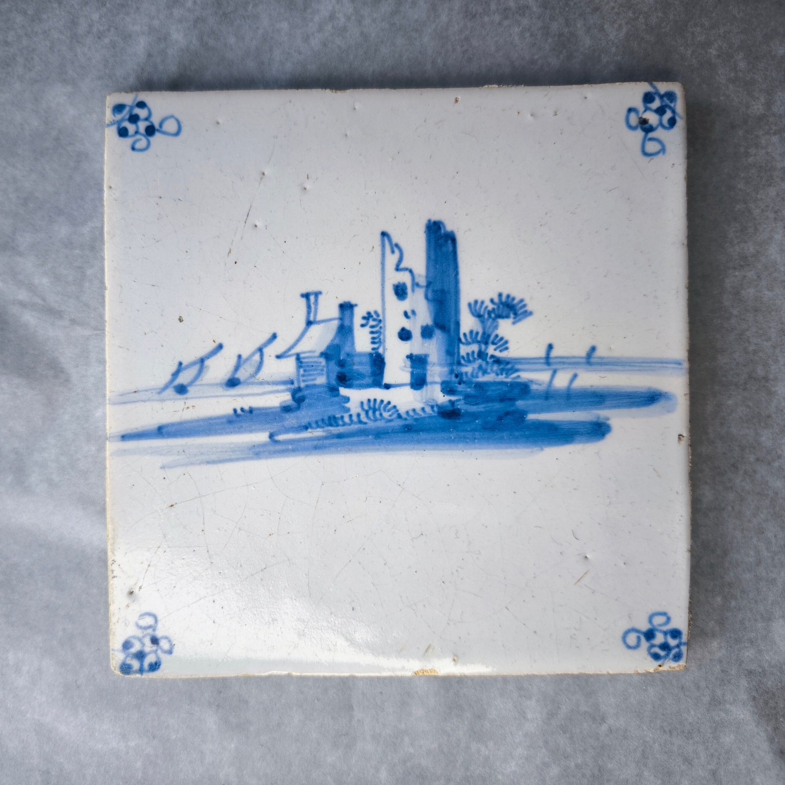 Antique 18th Century Delft Tile - Blue and White Tiles - Dutch Pottery ...