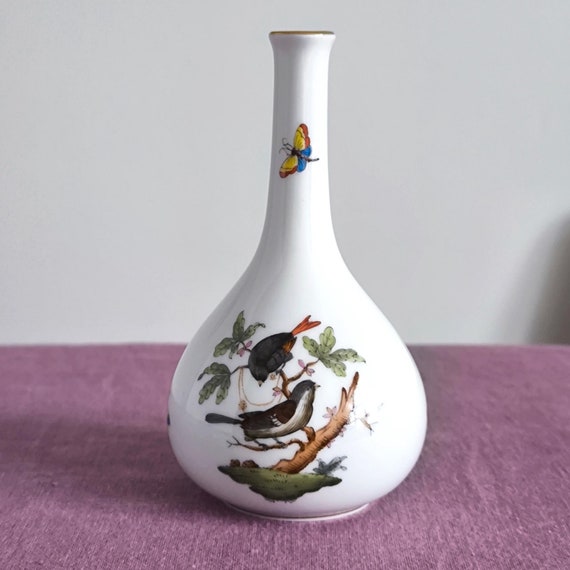食器 HERENDHVNGARY HANDPAINTED Herend Vase Rothschild Bird - Handpainted Vase Herend Hungary Fine