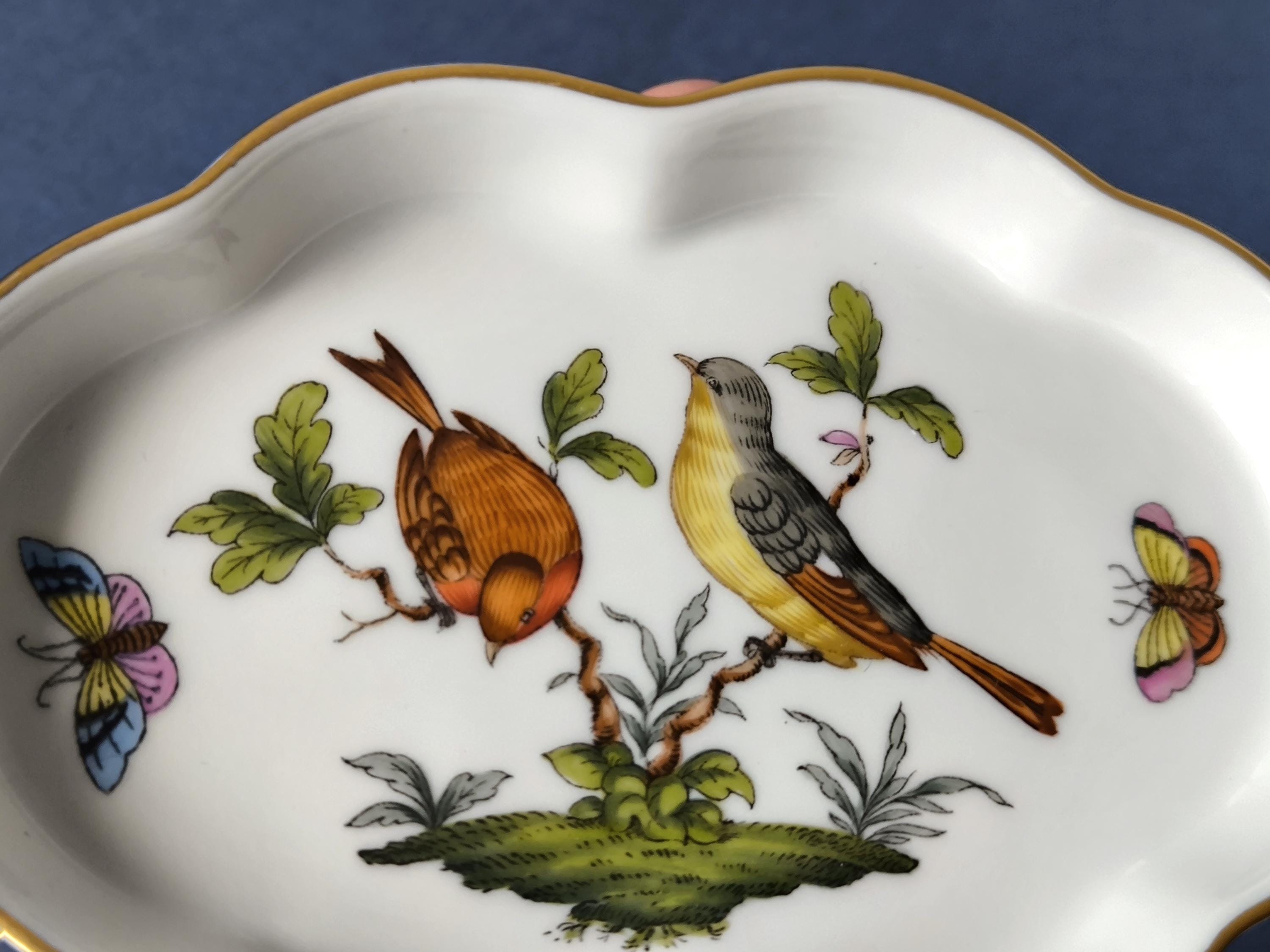 Herend Rothschild Bird Handpainted Dish, Herend Hungary Fine China