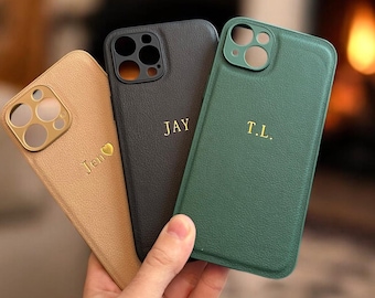 Funda de cuero personalizada con nombre para iPhone 17 16 15 14 13 12 11 Pro Max, regalo para él, funda grabada, funda de teléfono personalizada, funda para móvil,