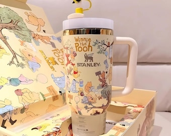 Klassieke Winnie Pooh Stanley-beker 40 oz, aangepaste naam gegraveerde reisbeker, gepersonaliseerd met naam, gepersonaliseerd cadeau