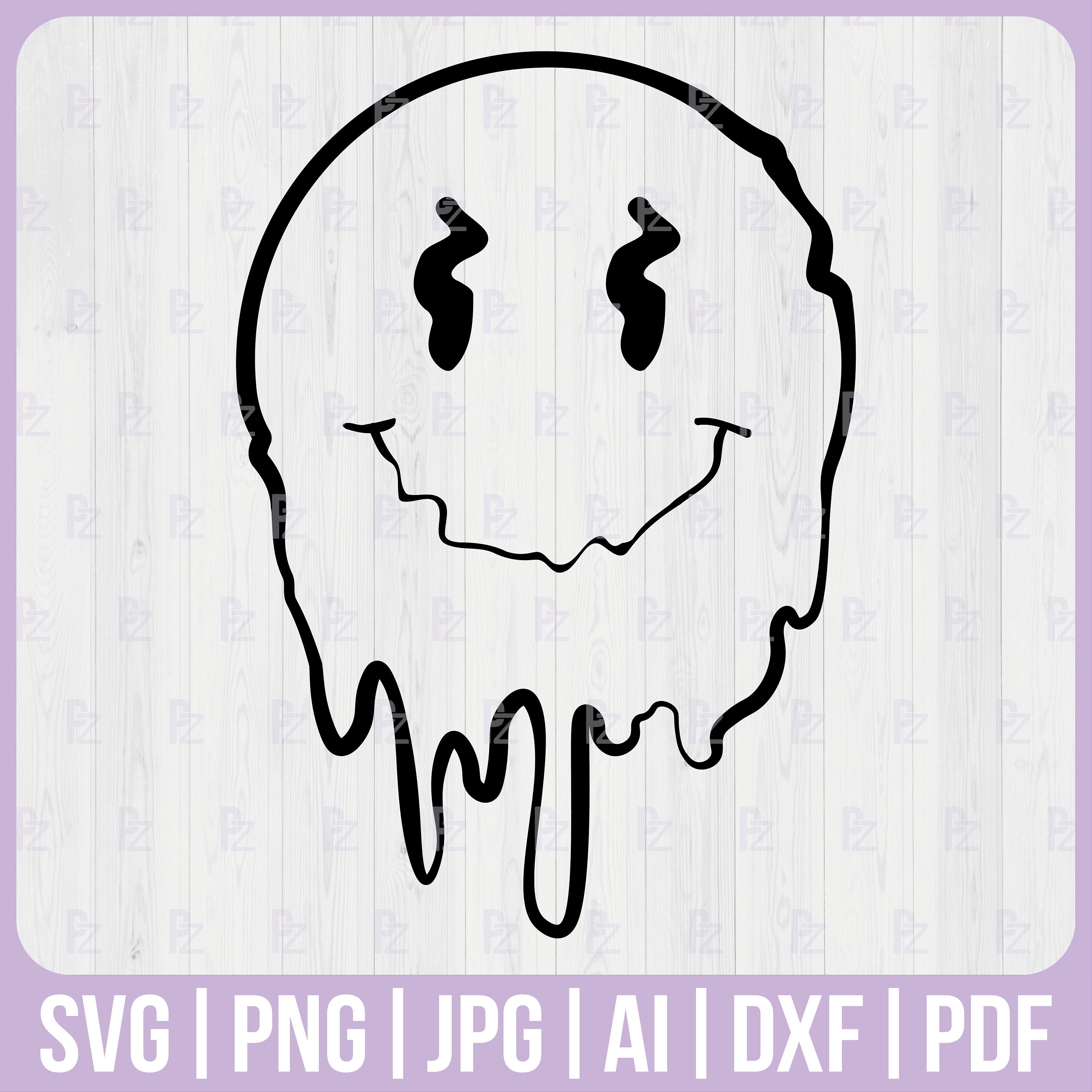 Smiley Face Svg, Drippy Smiley Svg, Fondant Smiley, Happy Face, Cutting