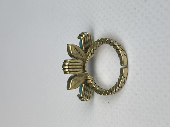 Vintage Gucci Fashion Ring Gold Plated Ring Size 7 - image 4