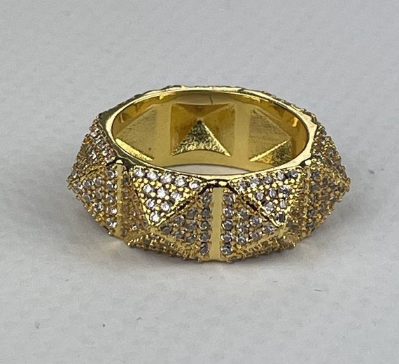 Vintage Valntino Zircons Gold Ring Size 6 - image 2