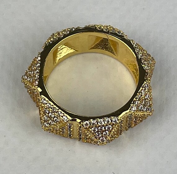 Vintage Valntino Zircons Gold Ring Size 6 - image 3