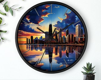 Picture Printed Silent Wall Clock, Modern, Unique, Large, Rustic, Print Wall Decor Clock for Living Room, Kitchen, Bedroom Housewarming Gift