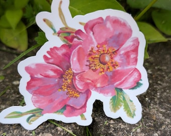 Pink Floral Botanical Sticker - Waterproof Flower Decal for Planners, Laptops, & Journals