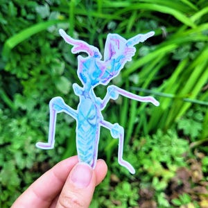 Teufel Blumen Mantis Aufkleber - Wasserdichter Vinyl Mantis Aufkleber