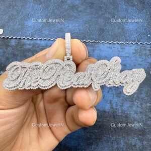 Pingentes com nome personalizado, pingente com letras de moissanita com corte redondo e gelo, joias de hip hop, presente de aniversário para ele