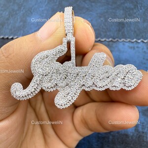 Pingente unissex personalizado com glacê, joias de diamante moissanita VVS, pingente de hip hop, pingente com nome personalizado, testador de diamantes, joias de hip hop