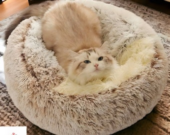 Gezellig kattengrotbed, comfortabel kattenbed, kalmerend kattenbed, luxe kattenbed, schattig kattenbed, pluizig kattenbed